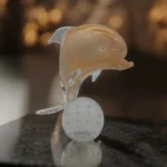 Sculpture Delfino - Dauphin en verre de Murano avec poudre d'or - V. Nason & C.