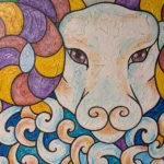 Le Bélier - Peinture de Muriel Besnard - VetrinArte