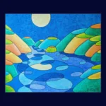 Nuit sur Avallon - Peinture de Muriel Besnard - VetrinArte
