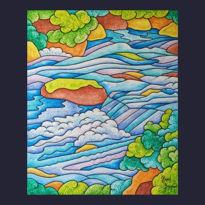 Chant de l'eau - Peinture de Muriel Besnard - VetrinArte