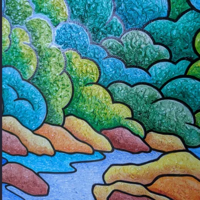 Vallée secrète - Peinture de Muriel Besnard - VetrinArte